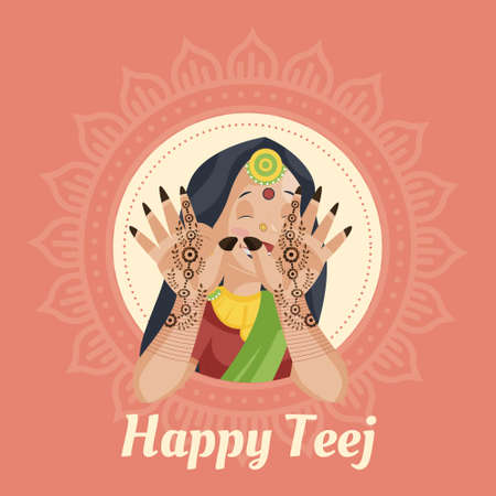 Happy teej banner design template.のイラスト素材