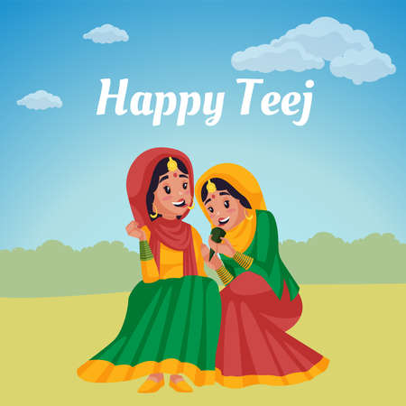 Happy Haryali teej festival banner design template.のイラスト素材