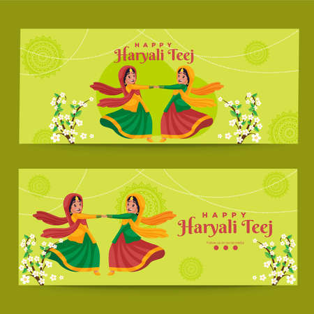 Banner design of happy haryali  teej template.のイラスト素材