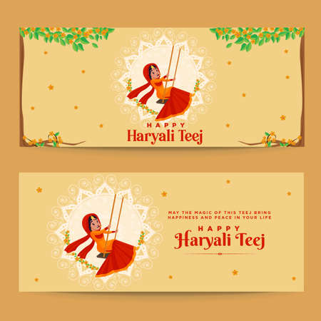 Happy Haryali teej banner design template.のイラスト素材