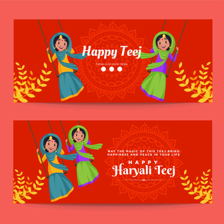 Happy Haryali teej banner design template.のイラスト素材