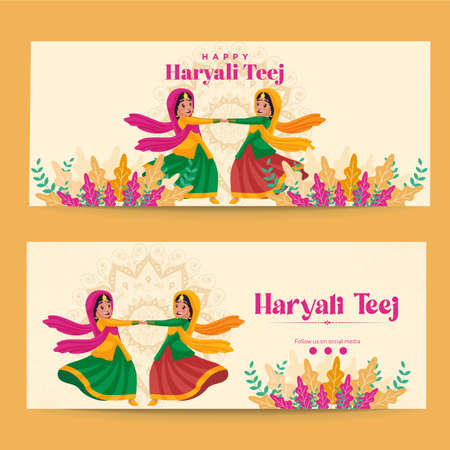 Happy Haryali teej banner design template.のイラスト素材