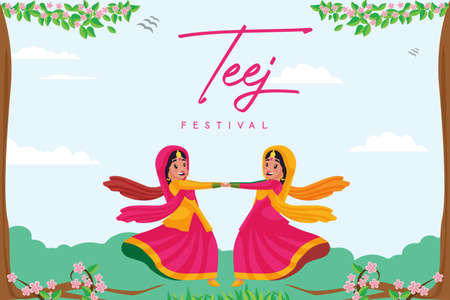 Banner design of happy haryali teej festival template.のイラスト素材