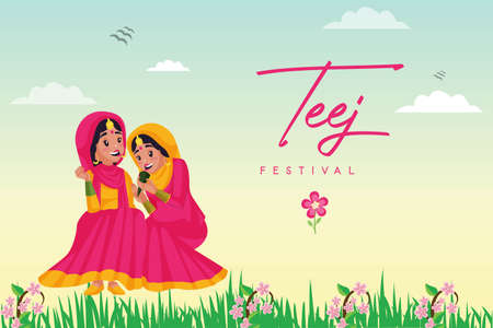 Banner design of indian festival happy haryali teej template.のイラスト素材