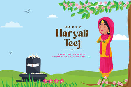 Banner design of happy haryali teej festival template.のイラスト素材