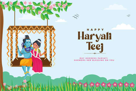 Banner design of indian festival happy haryali teej template.のイラスト素材