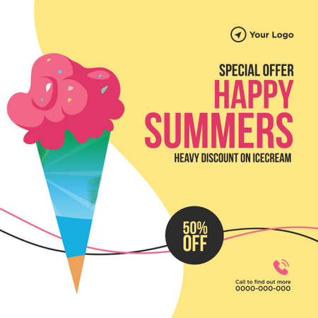 Special offer happy summers banner design template.のイラスト素材