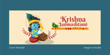Indian festival krishna janmashtami cover page design.のイラスト素材