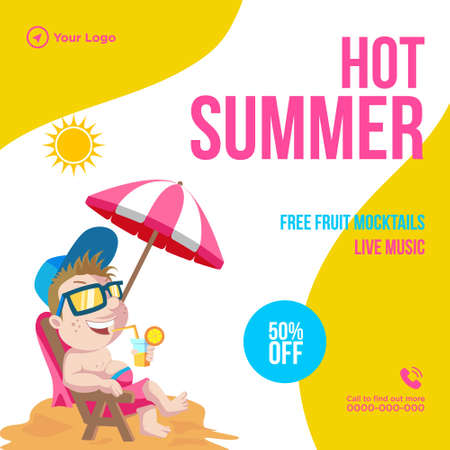 Hot summer banner design template. Vector graphic illustration.のイラスト素材