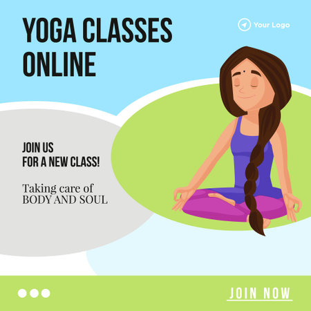 Banner design of yoga classes online template.のイラスト素材