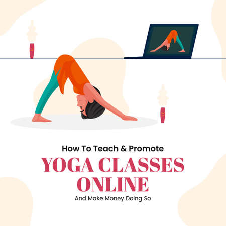 Banner design of how to teach and promote yoga classes online and make money.のイラスト素材