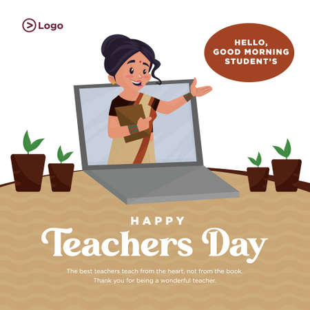Happy teacher's day banner design template.のイラスト素材