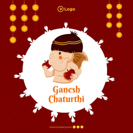 Indian festival Ganesh Chaturthi banner design template.のイラスト素材