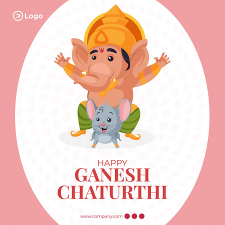 Indian festival happy Ganesh Chaturthi banner design template.のイラスト素材