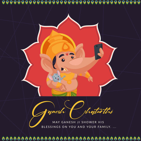 Indian festival Ganesh Chaturthi banner design template.のイラスト素材