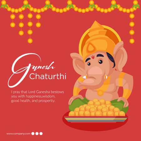 Indian festival Ganesh Chaturthi banner design template.のイラスト素材