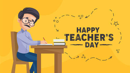 Happy Teacherâs Day banner design template.のイラスト素材