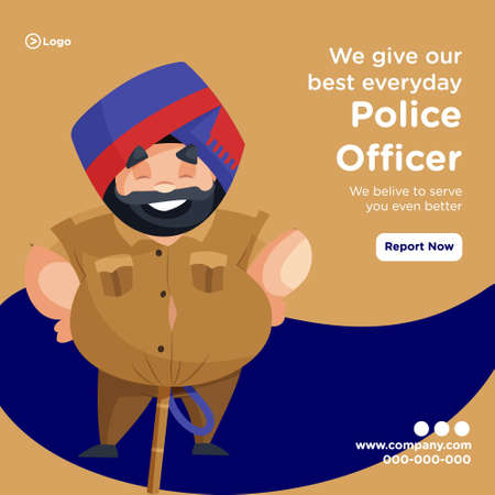Banner design of police officer give our best every day. Vector graphic illustration.のイラスト素材