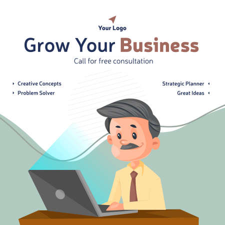 Grow your business with creative ideas banner design. Vector graphic illustration.のイラスト素材