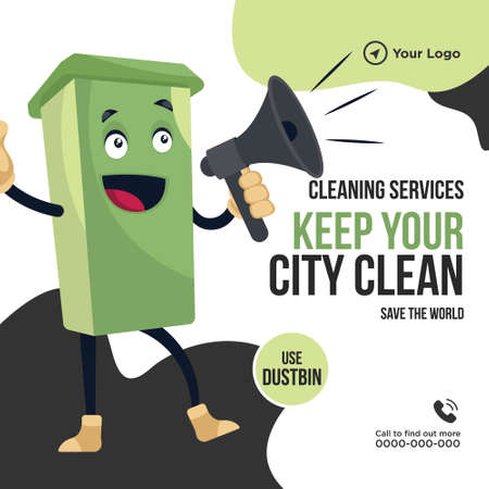 Cleaning services keep your city clean banner design. Vector graphic illustration.のイラスト素材