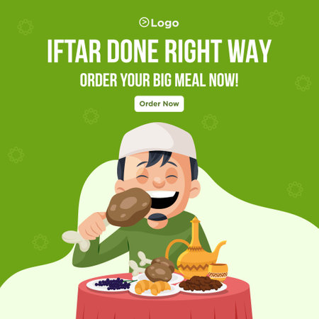 Iftar done right way banner design. Vector graphic illustration.のイラスト素材