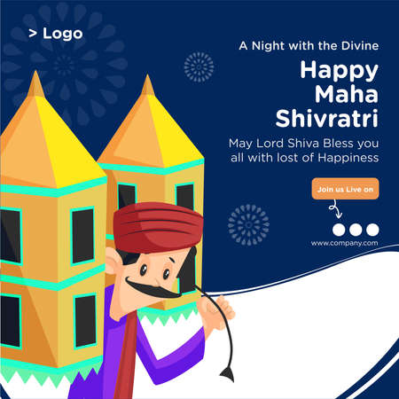 Banner design of indian festival happy maha shivratri. Vector graphic illustration.のイラスト素材