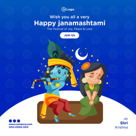 Wish you all a very Happy Janamashtami banner design. Vector graphic illustration.のイラスト素材