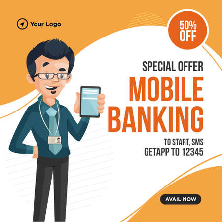 Banner design of special offer on mobile banking.のイラスト素材