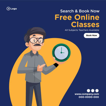 Banner design of online classes for all subjects. Vector graphic illustration.のイラスト素材