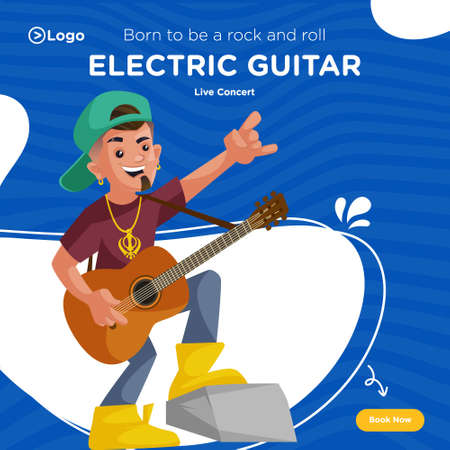 Banner design of electric guitar live concert template.のイラスト素材