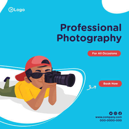 Banner design of professional photography for all occasions. Vector graphic illustration.のイラスト素材