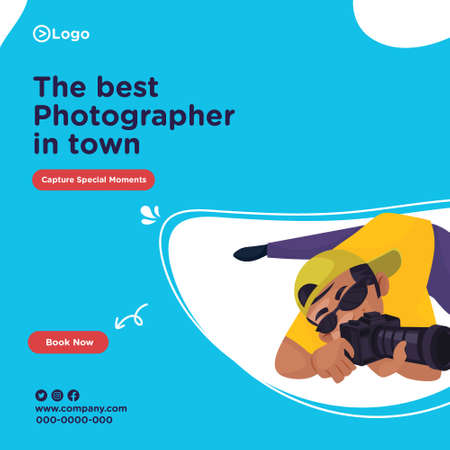 Banner design of best photographer in town for all occasions. Vector graphic illustration.のイラスト素材