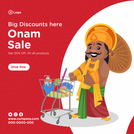 South indian onam sale banner design. Vector graphic illustration.のイラスト素材