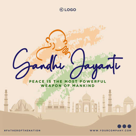 Gandhi Jayanti 2nd October banner design template.のイラスト素材
