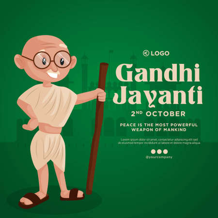 Banner design of Gandhi Jayanti cartoon style template.のイラスト素材