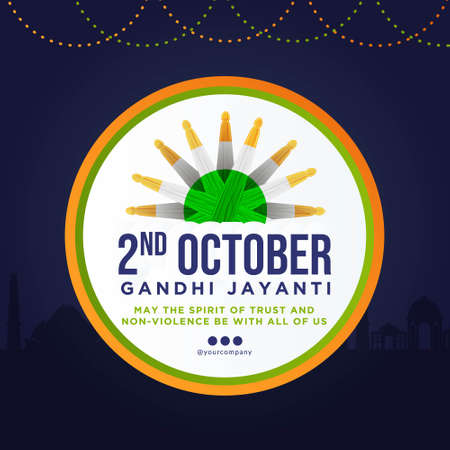 Gandhi Jayanti banner design template.のイラスト素材