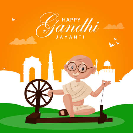 Happy Gandhi Jayanti banner design template.のイラスト素材