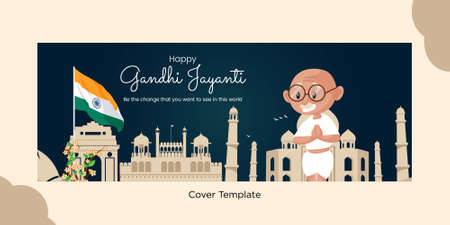 Happy Gandhi Jayanti cover page design.のイラスト素材