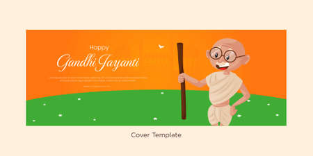 Creative cover design of happy Gandhi Jayanti template.のイラスト素材