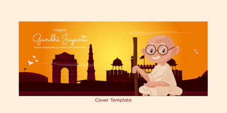 Happy Gandhi Jayanti cover design template.のイラスト素材