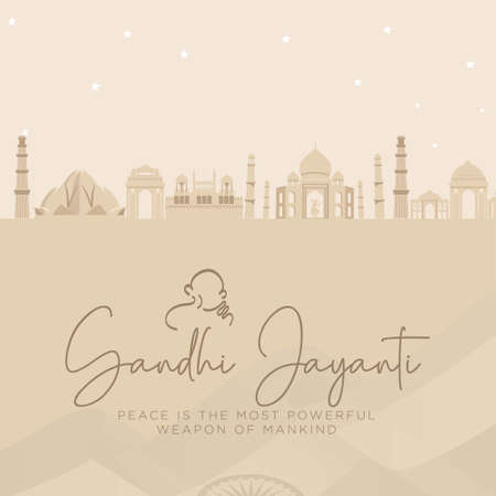Gandhi Jayanti 2nd October banner design template.のイラスト素材