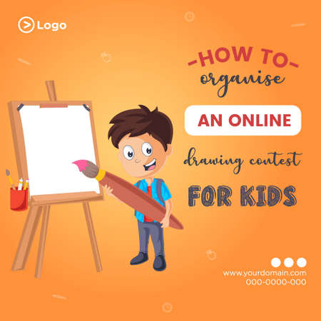 Banner design of drawing contest for kids template.のイラスト素材
