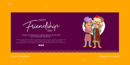 Cover page design of happy friendship day cartoon style illustration.のイラスト素材