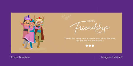 Cover page design of happy friendship day cartoon style illustration.のイラスト素材