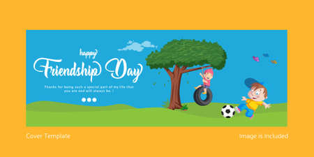 Cover page design of happy friendship day cartoon style illustration.のイラスト素材