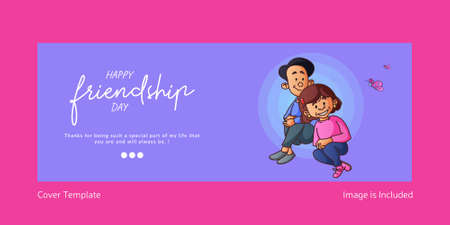 Banner design of happy friendship day cartoon style illustration.のイラスト素材