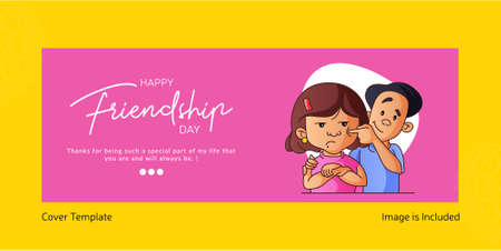 Banner design of happy friendship day cartoon style illustration.のイラスト素材