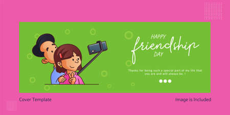 Banner design of happy friendship day cartoon style illustration.のイラスト素材