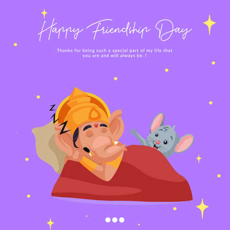 Happy friendship day banner design cartoon style template.のイラスト素材