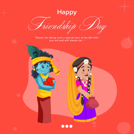 Happy friendship day banner design cartoon style template.のイラスト素材
